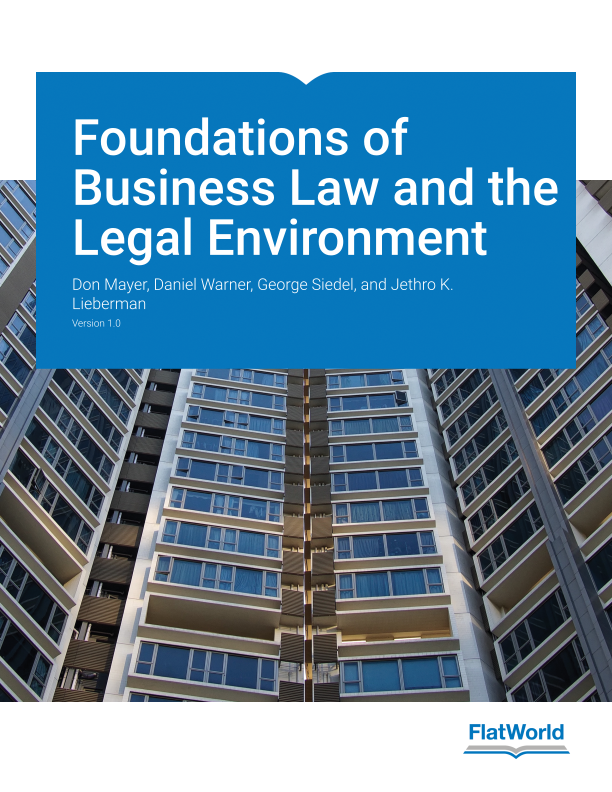 Cover of Foundations of Business Law and the Legal Environment v1.0